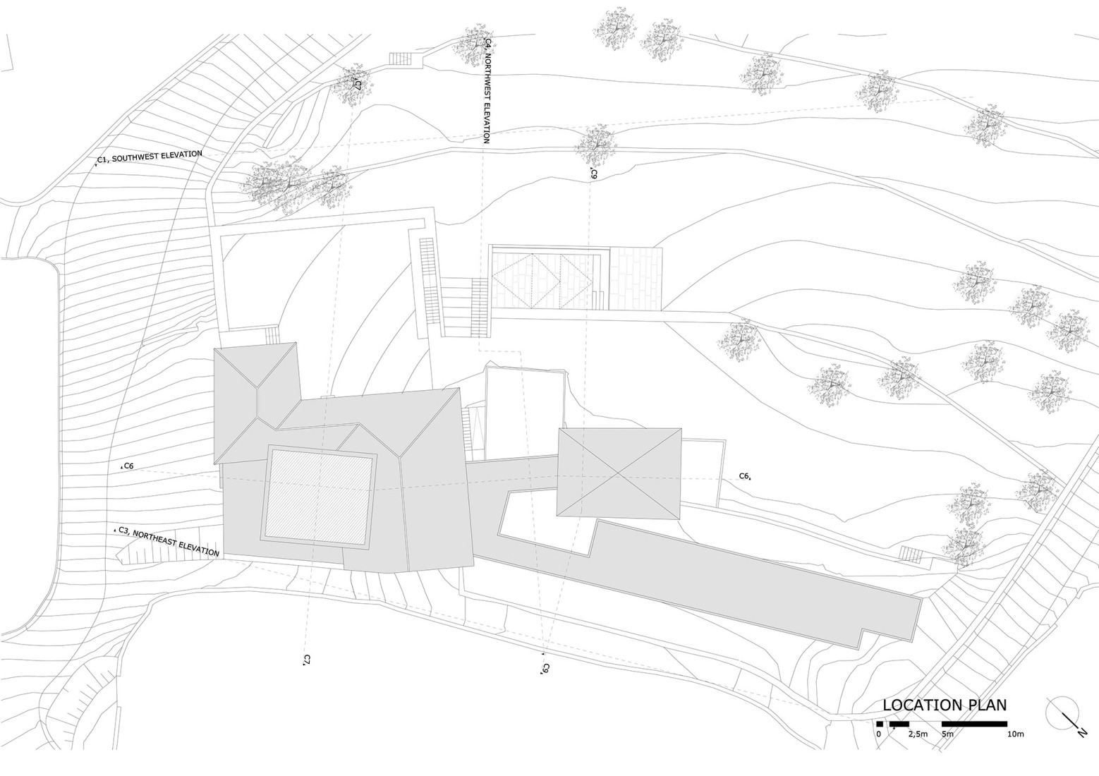 Plano de situación. Hotel de la casa de los cerezos por Tiago do Vale Arquitectos.