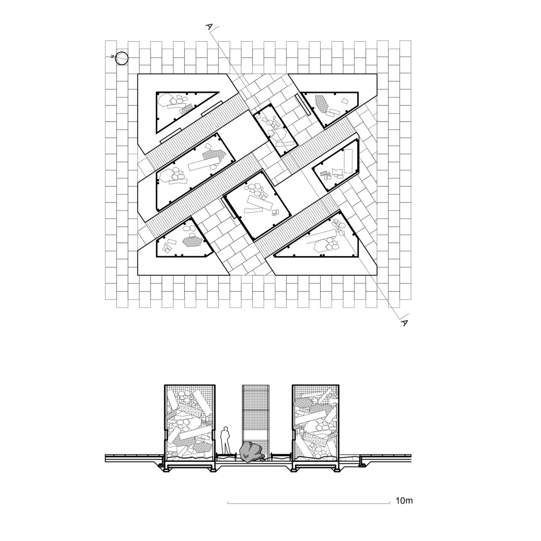 Floor plan / Section. Warsaw Uprising Mound Park by Archigrest + TopoScape.