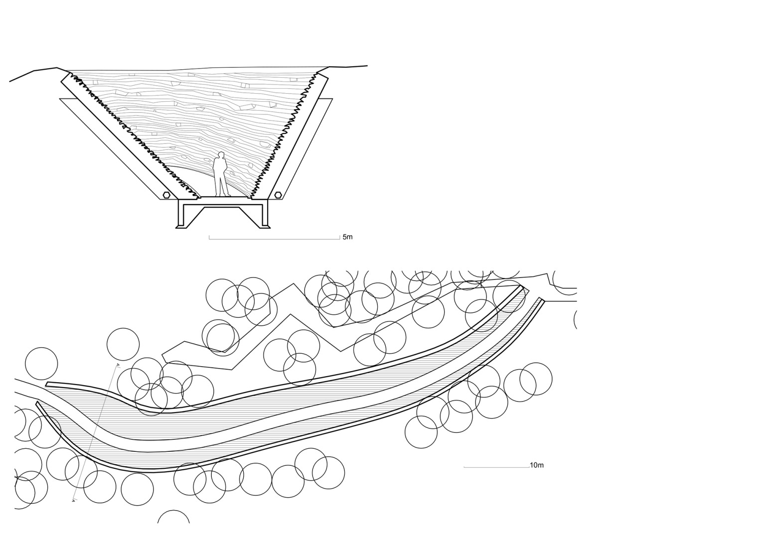 Floor plan / Section. Warsaw Uprising Mound Park by Archigrest + TopoScape.