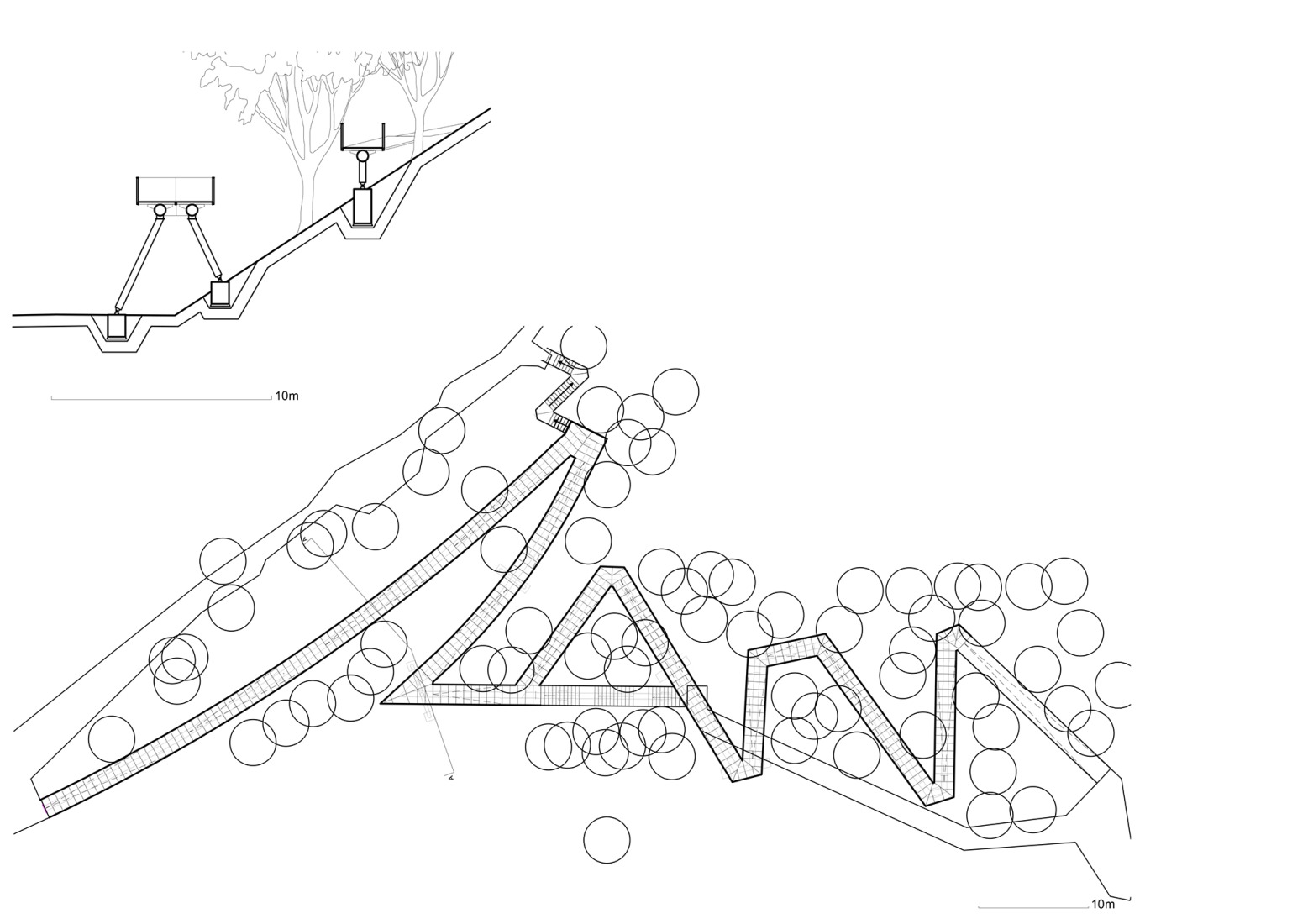 Floor plan / Section. Warsaw Uprising Mound Park by Archigrest + TopoScape.