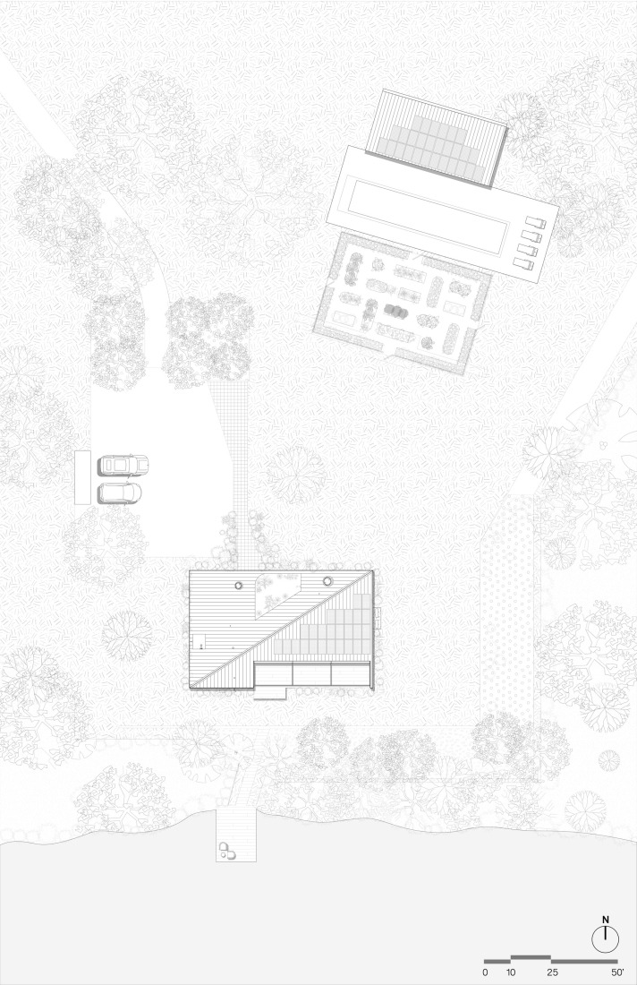 Plano de situación. Casa del río por WORKac. 
