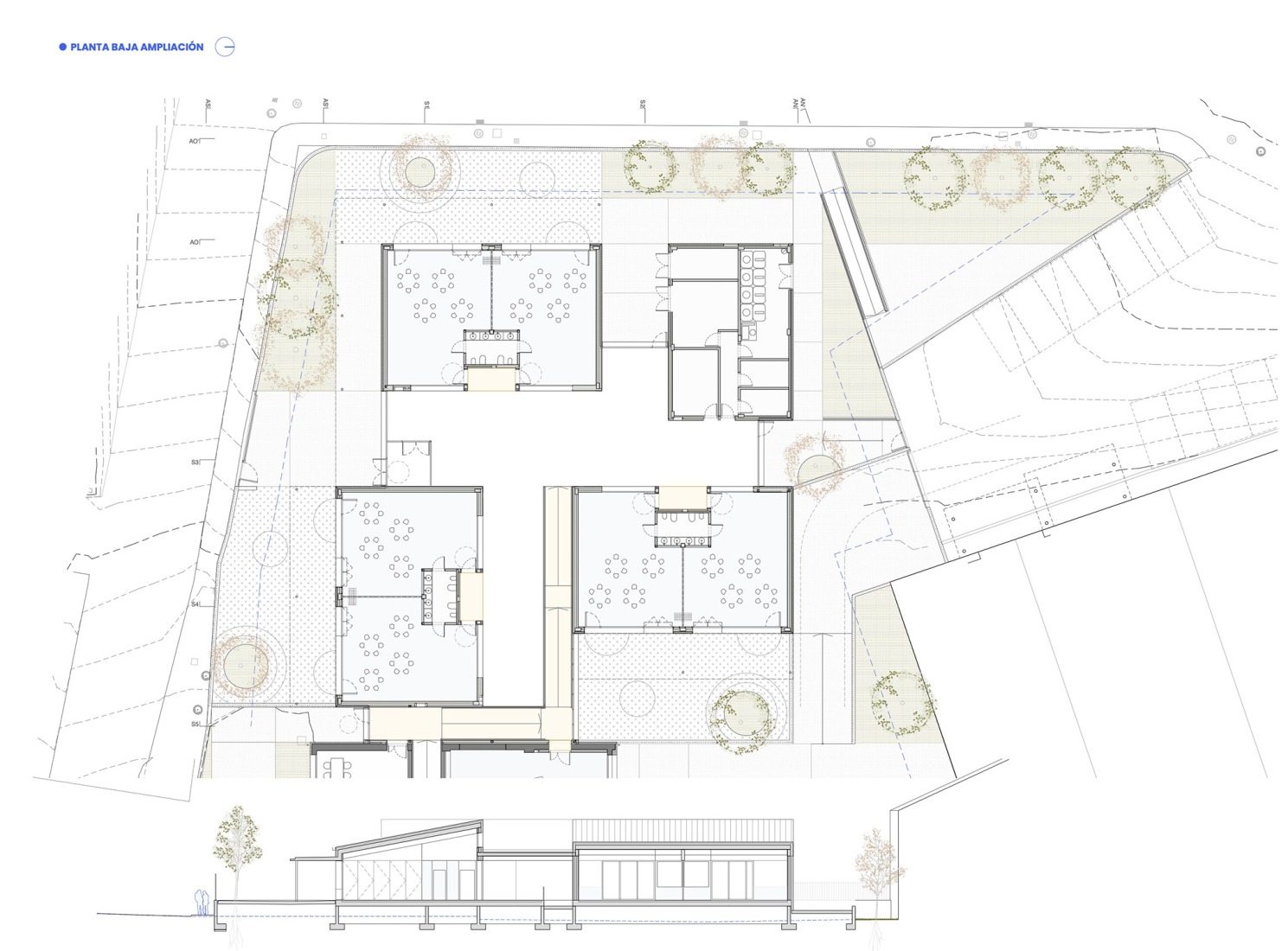 Ground floor plan. CPI As Mirandas nursery school by 16uno arquitectos.