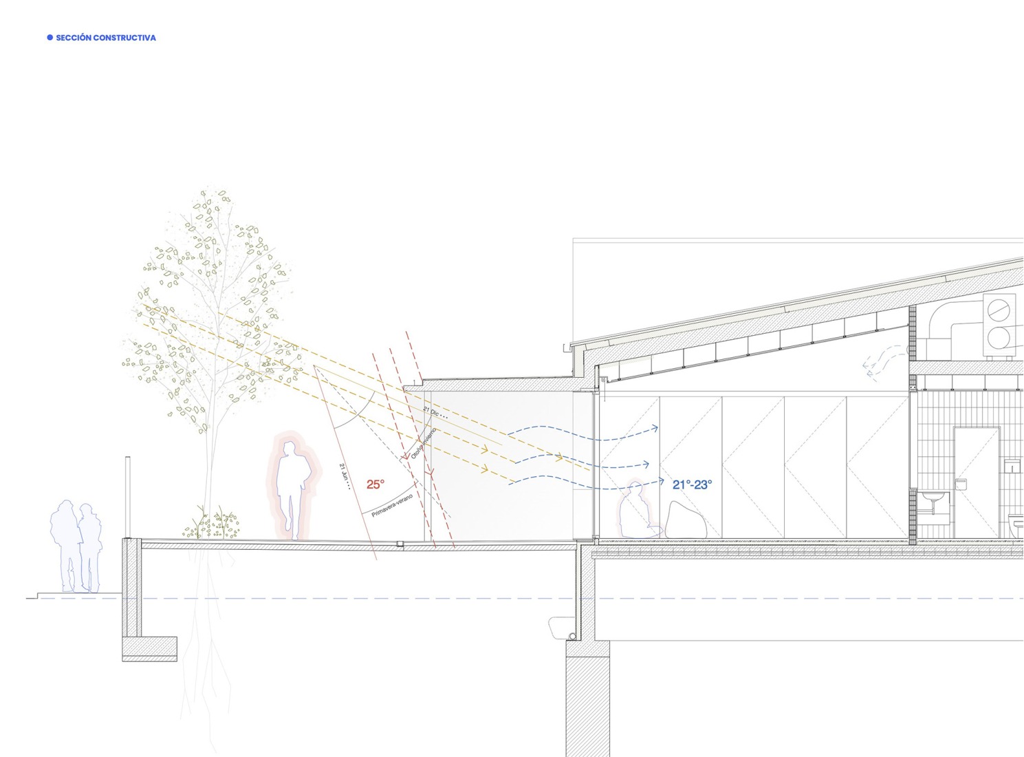 Bioclimatic constructive section. CPI As Mirandas nursery school by 16uno arquitectos.