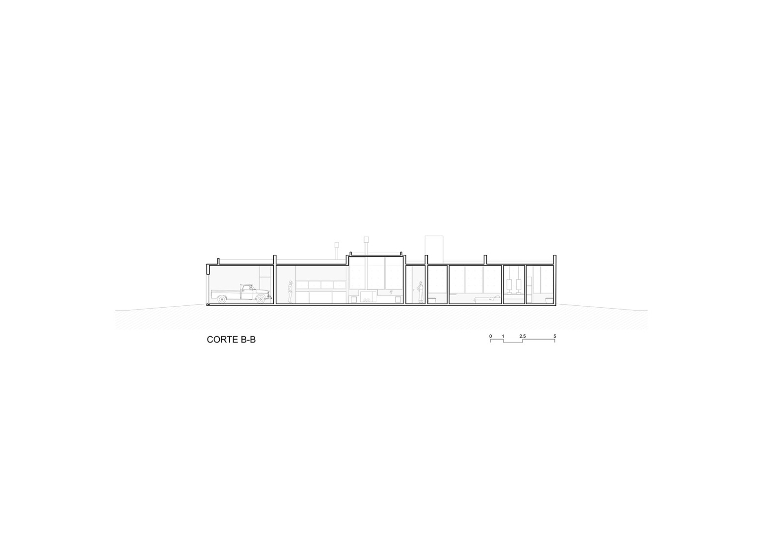 Sección longitudinal. Alba II por ADEMÁS Arquitectura.