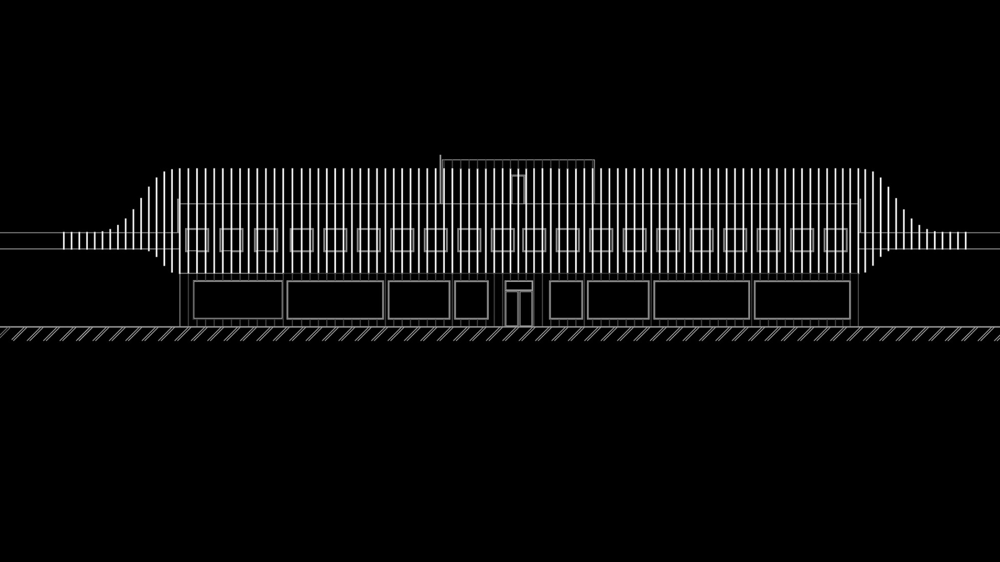 Alzados laterales. Estación de Servicio KLO por Aranchii Architects.