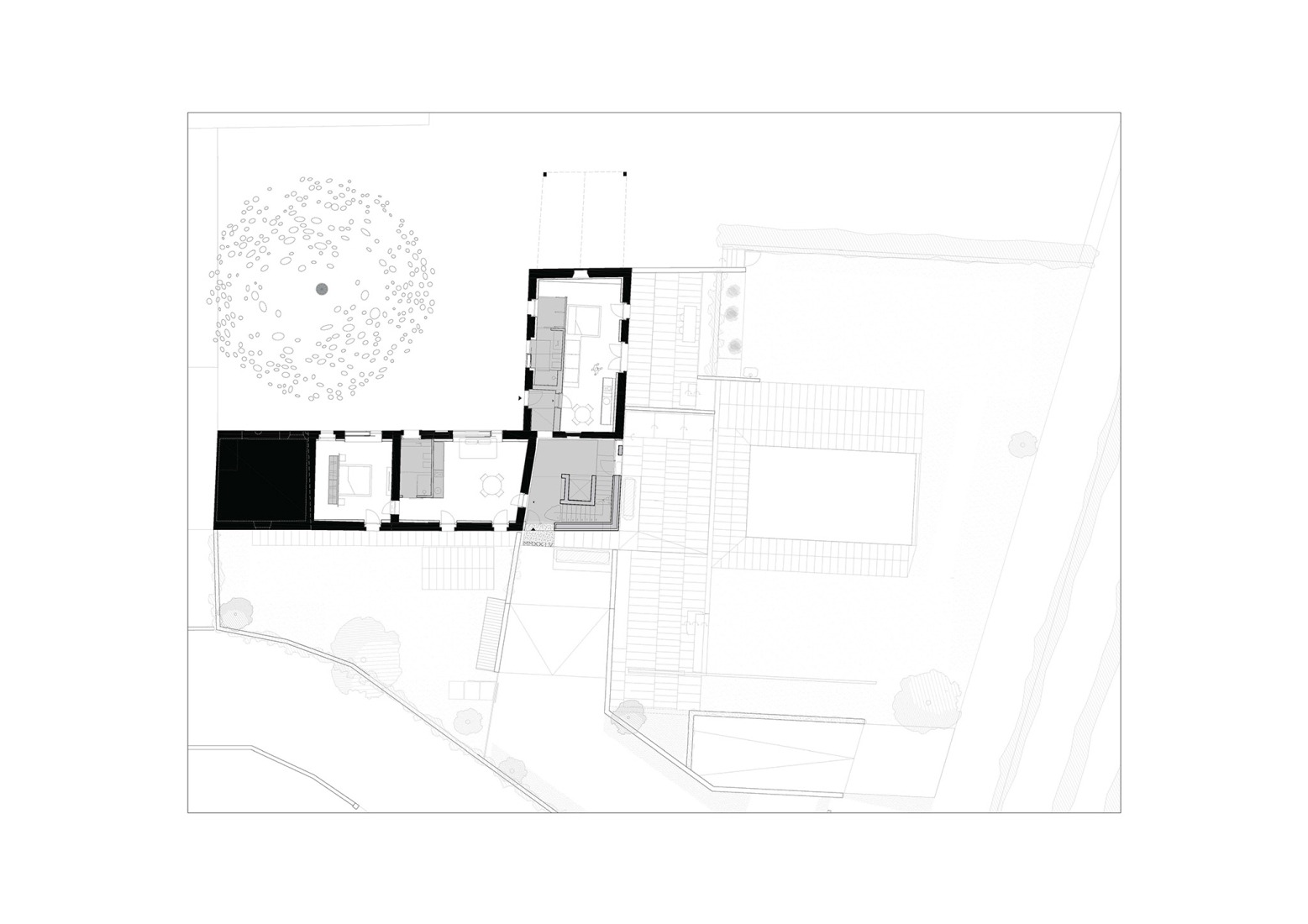Plano de planta baja. Corte Renèe por Bricolo Falsarella.
