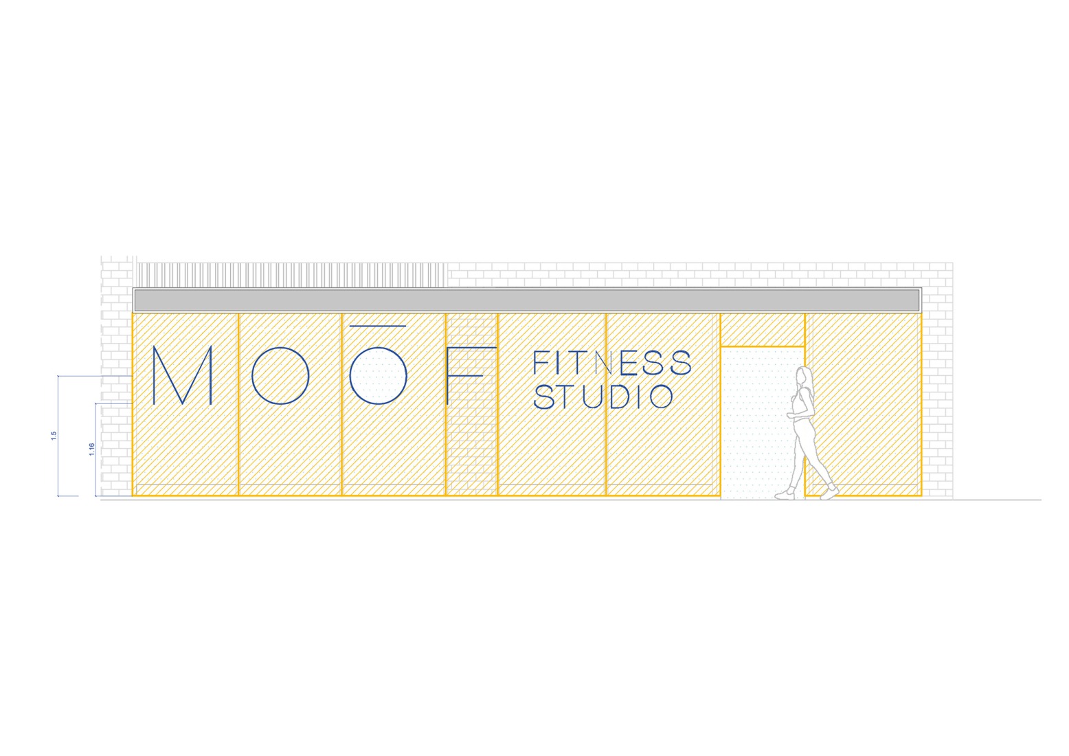 Alzado. Moof Fitness Studio por Canobardin.