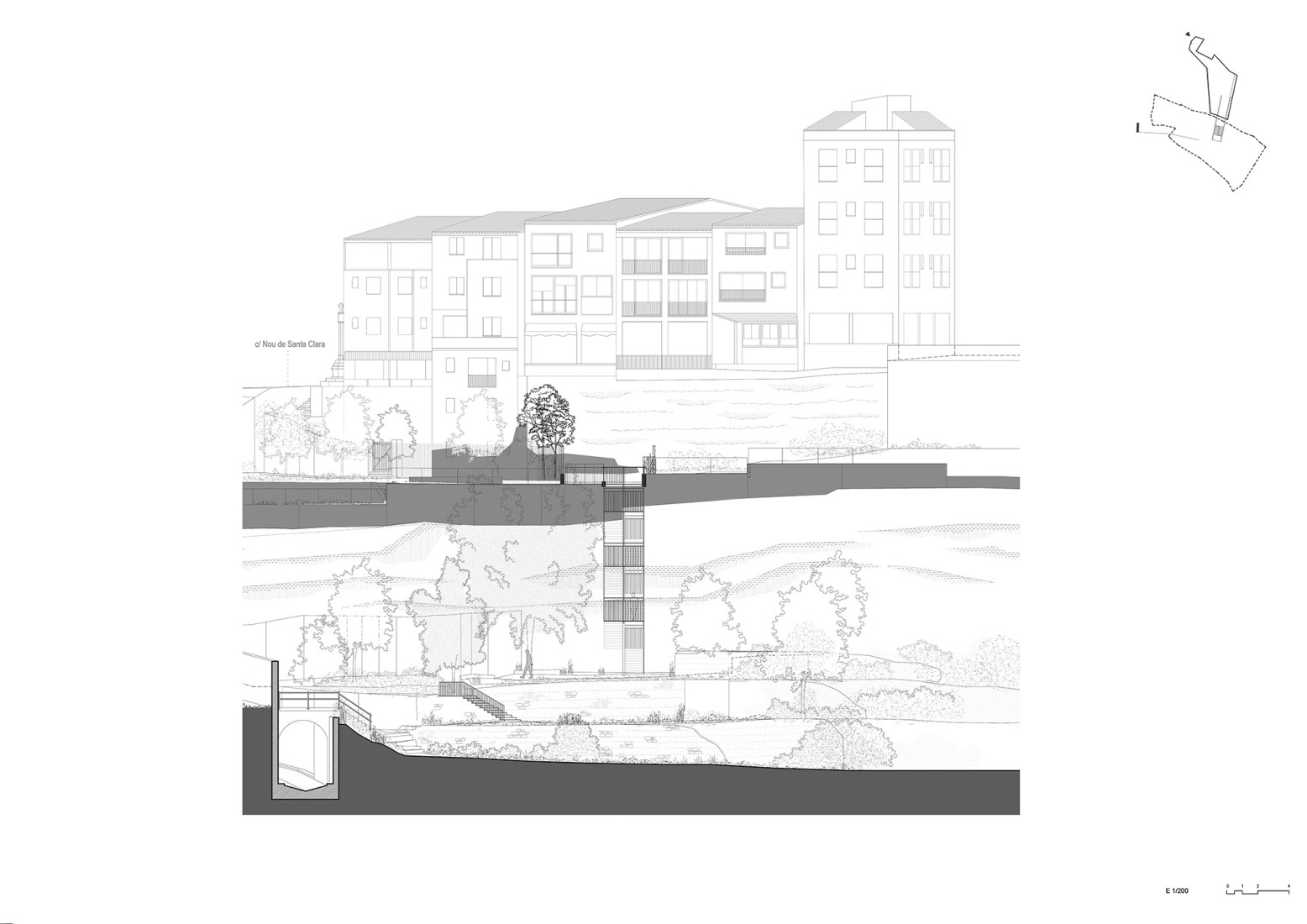 South elevation. Landscape staircase in la Vall del Paradís by Comas-Pont arquitectes.