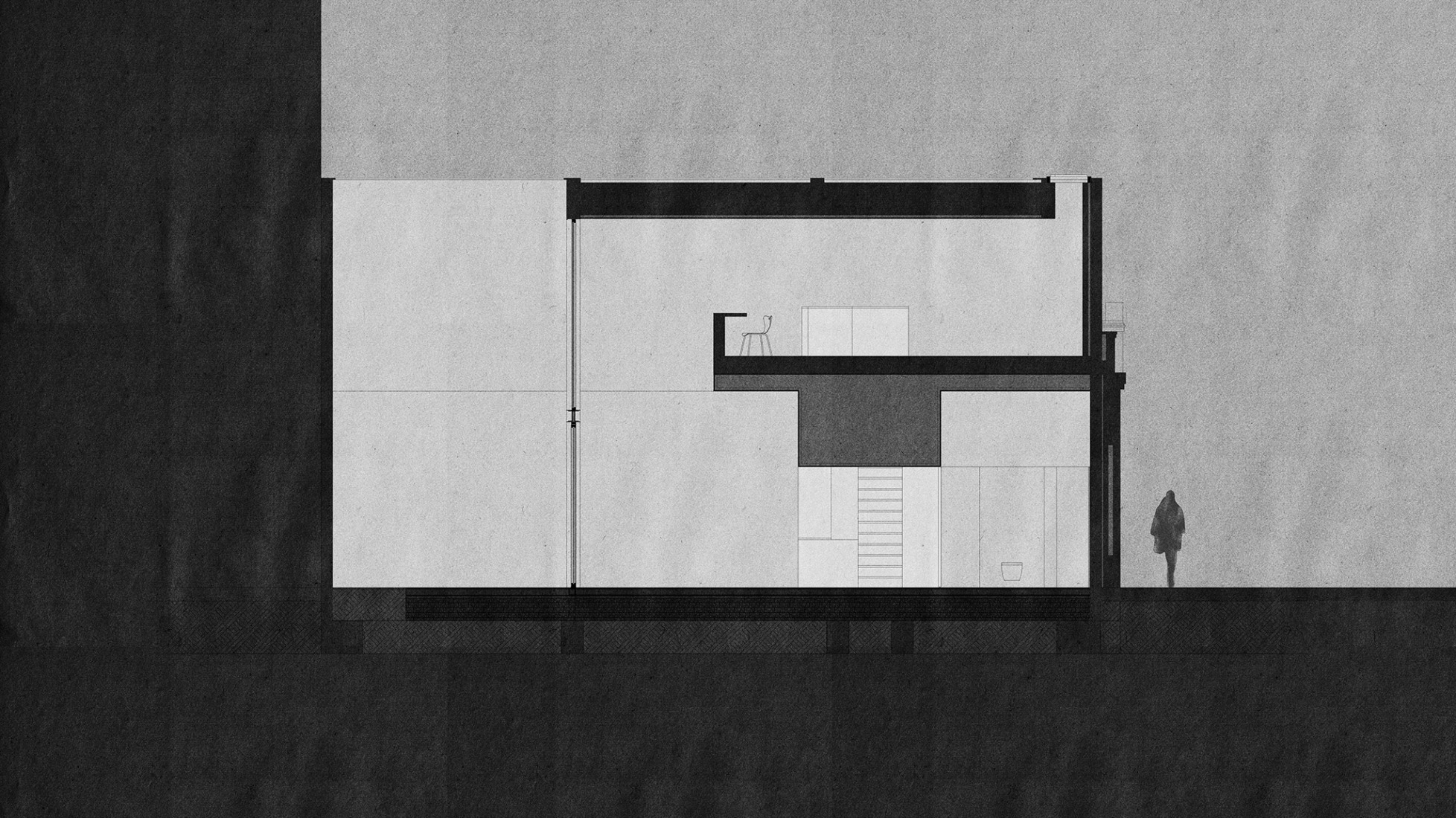 Longitudinal section. Casa Nido by Iterare arquitectos.