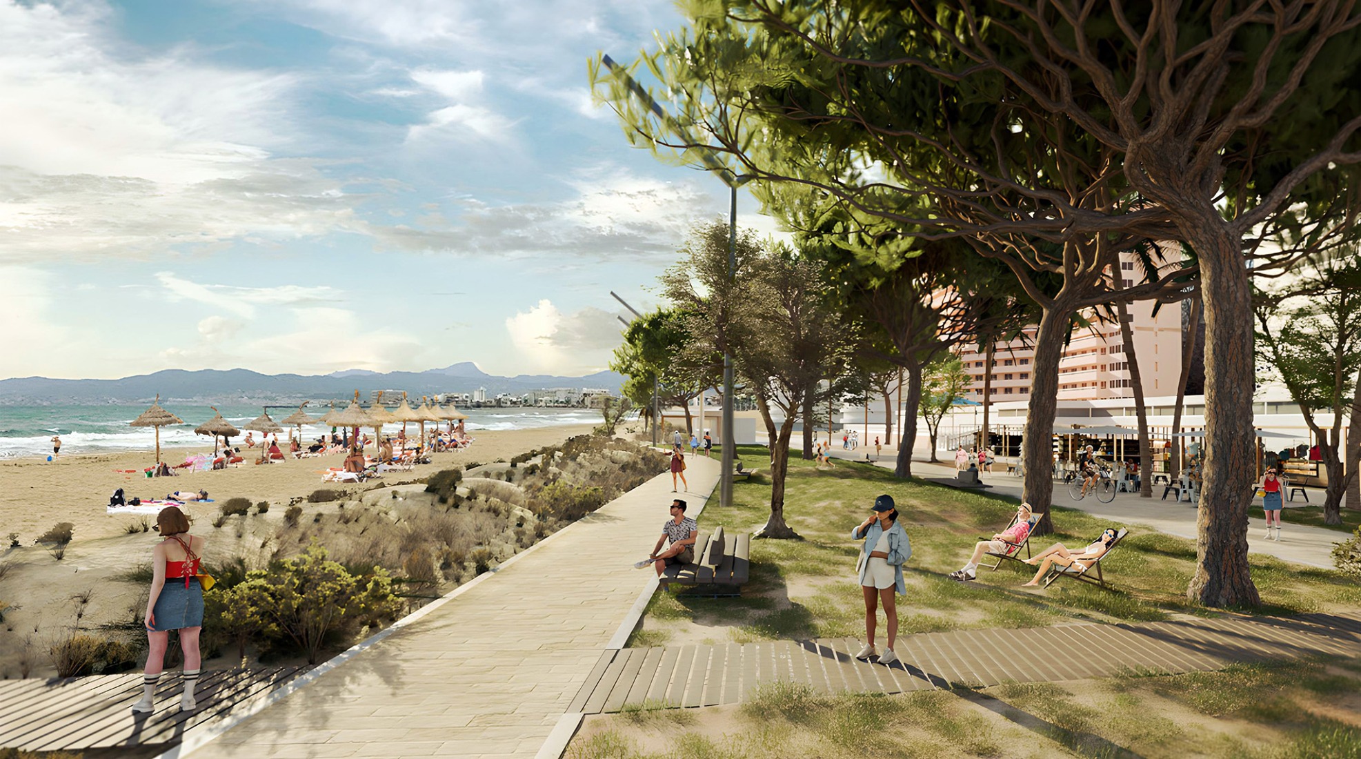 Rendering. Strategic Regeneration Plan for Playa de Palma by LANDLAB + Fiol Aquitectes.