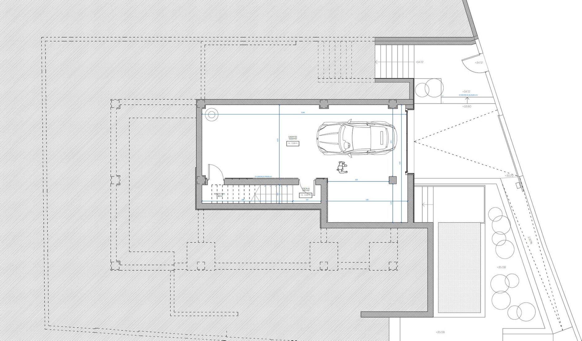 Plano de planta sótano. Casa Arlo por Luis Royon Barea + Andreu Arévalo Llàcer.