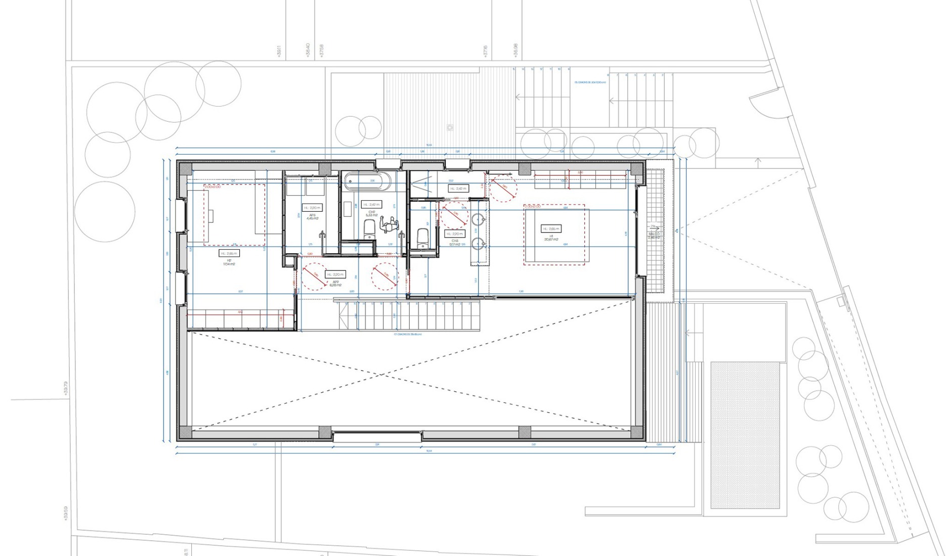 Plano de primera planta. Casa Arlo por Luis Royon Barea + Andreu Arévalo Llàcer.