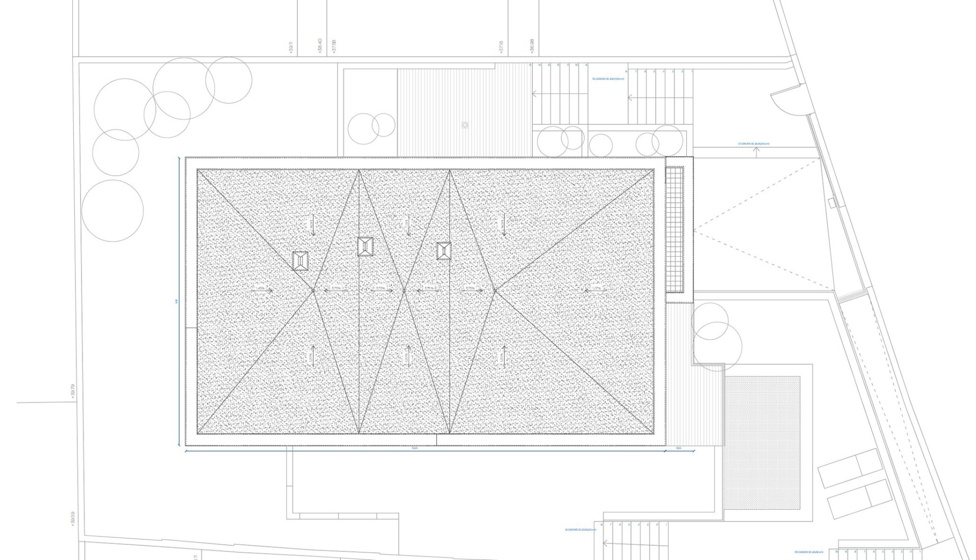 Plano de planta cubierta. Casa Arlo por Luis Royon Barea + Andreu Arévalo Llàcer.