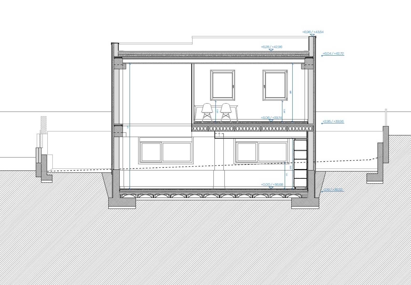 Sección transversal. Casa Arlo por Luis Royon Barea + Andreu Arévalo Llàcer.