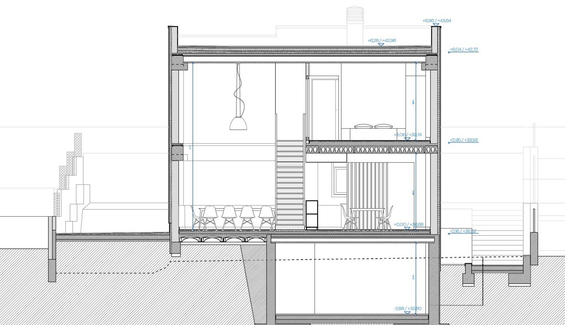 Sección transversal. Casa Arlo por Luis Royon Barea + Andreu Arévalo Llàcer.