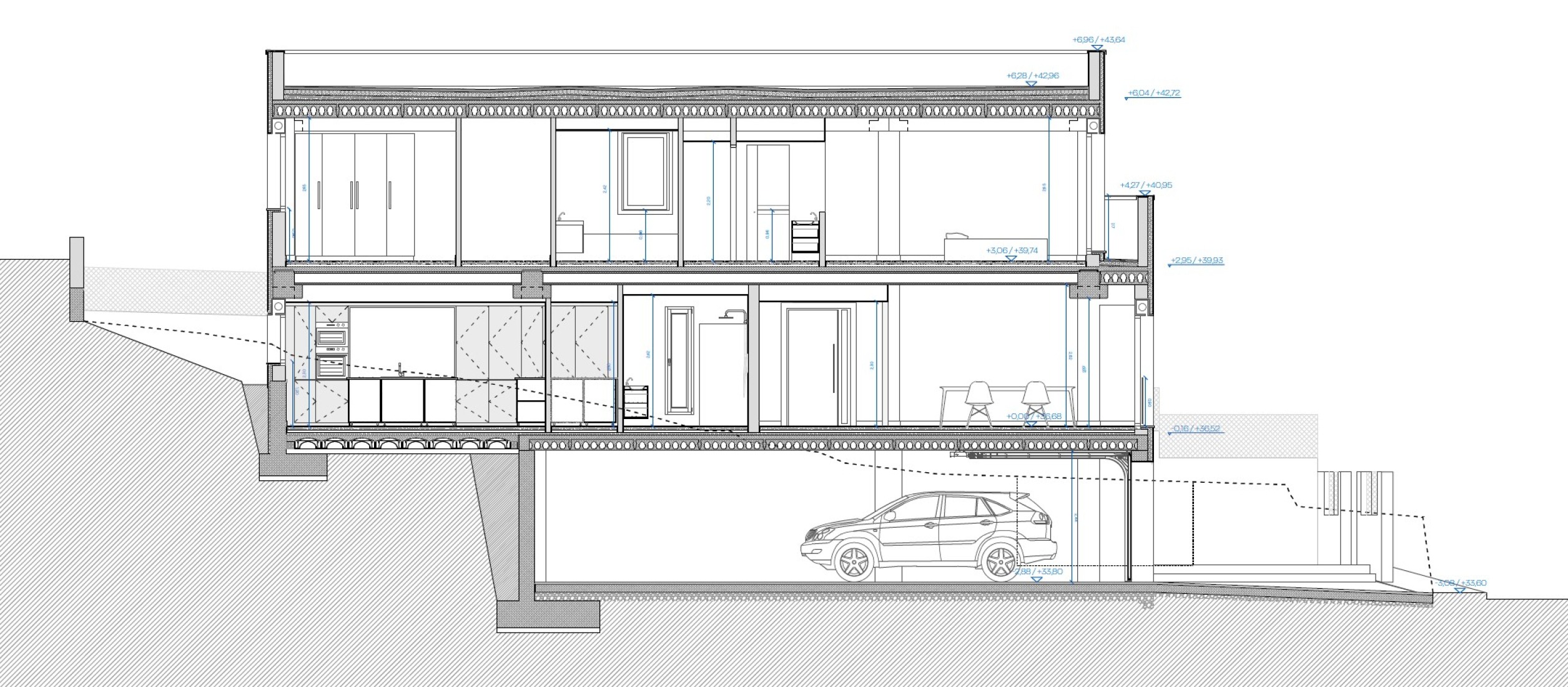 Sección longitudinal. Casa Arlo por Luis Royon Barea + Andreu Arévalo Llàcer.