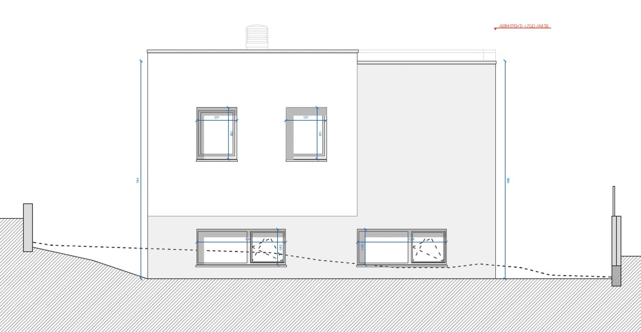 Alzado sur. Casa Arlo por Luis Royon Barea + Andreu Arévalo Llàcer.