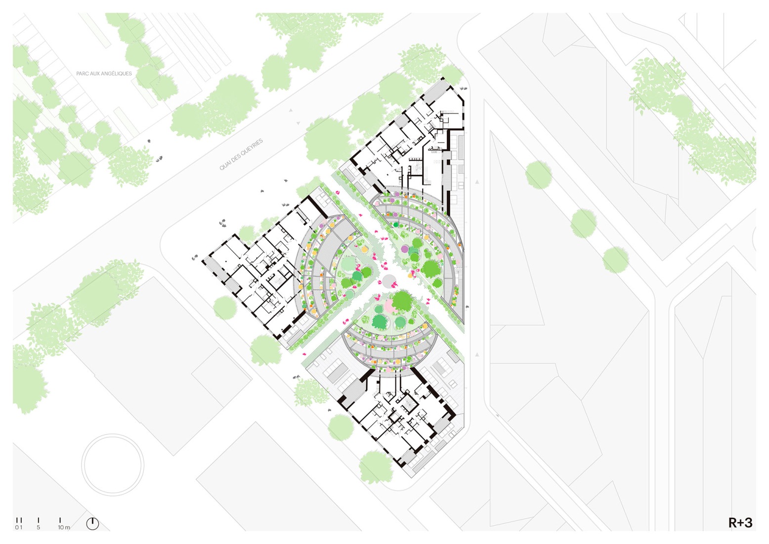 Third floor plan. "Vallée Verte" by MVRDV. Image courtesy by MVRDV Winy Maas, Jacob van Rijs, Nathalie de Vries.