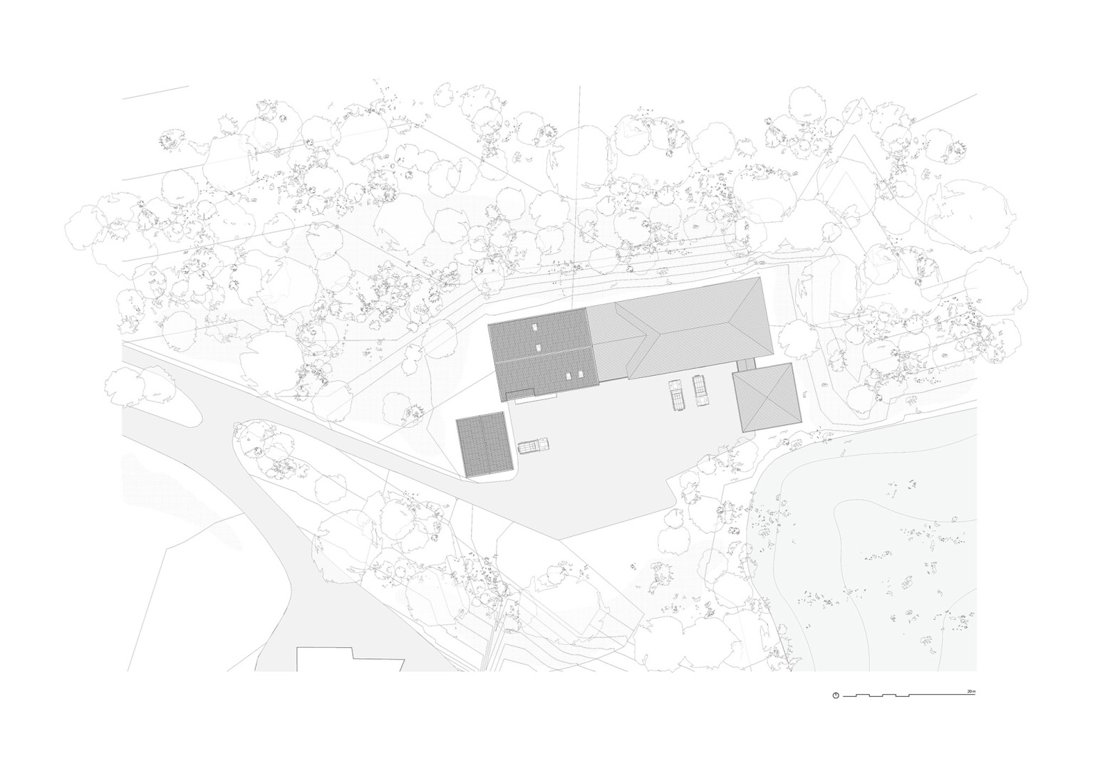 Site plan. Braemar Mountain Rescue Centre by Moxon Architects.