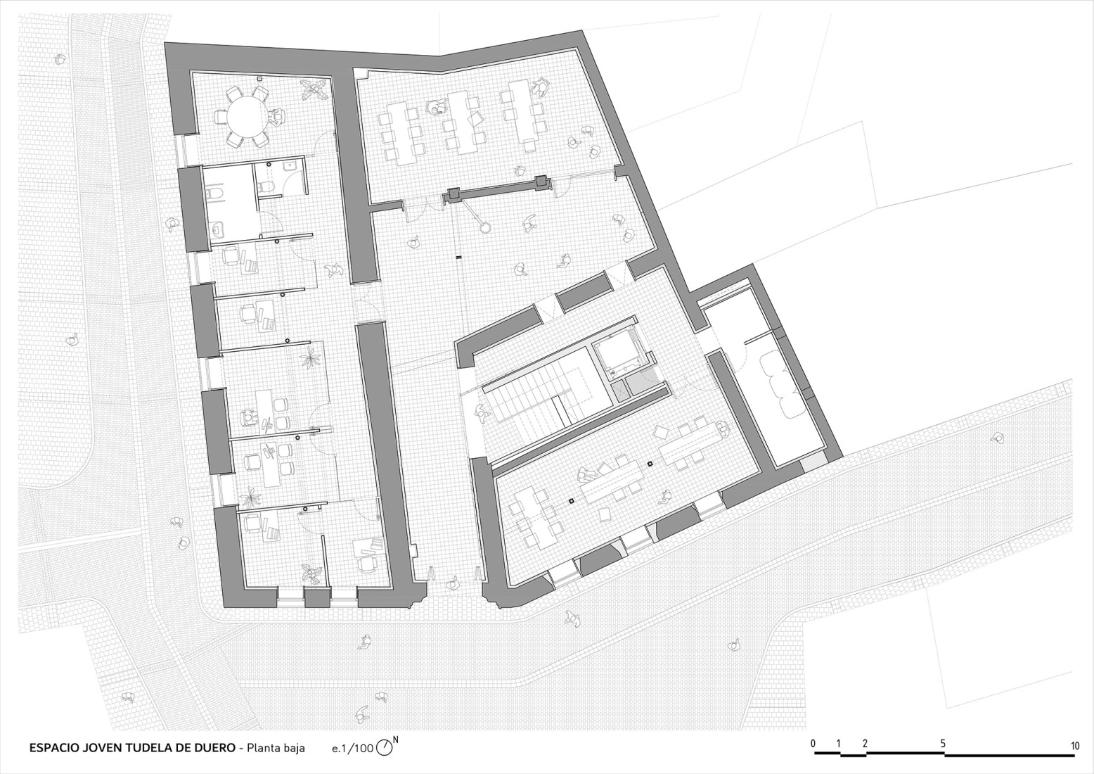 Ground floor plan. "Espacio Joven" by Óscar Miguel Ares.