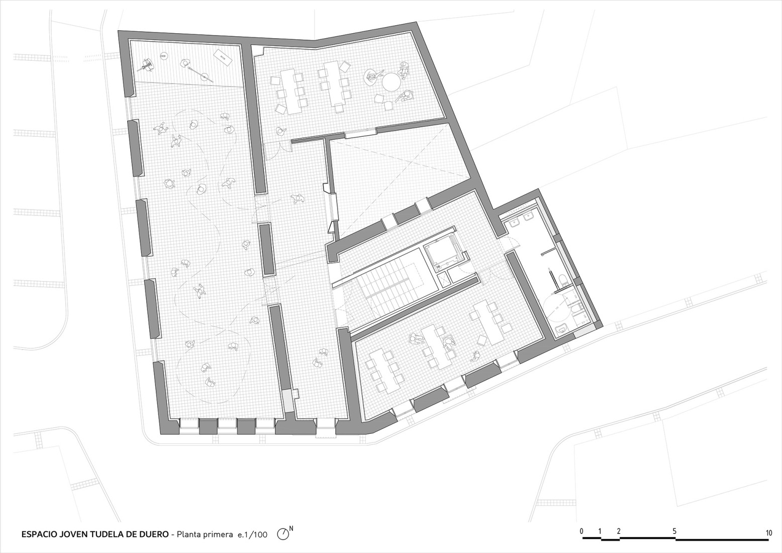 First floor plan. "Espacio Joven" by Óscar Miguel Ares.