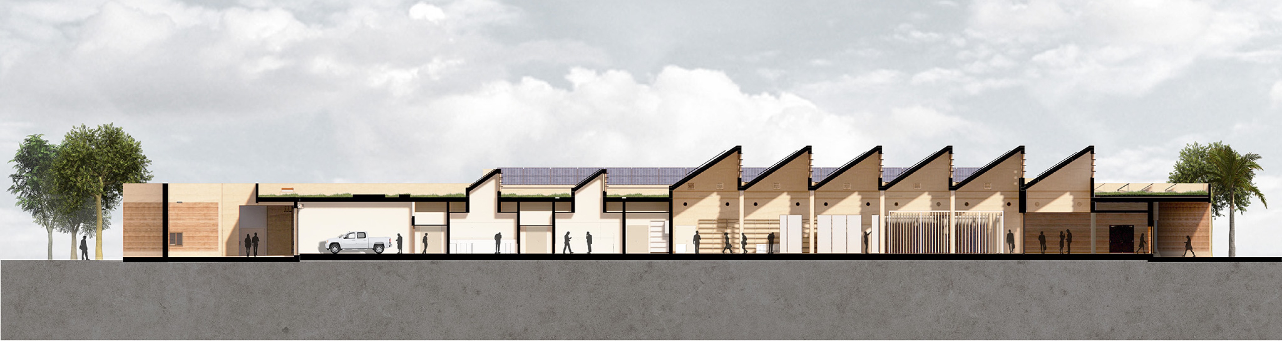 Section. Museum of West African Art (MOWAA) Institute by Adjaye Associates. 