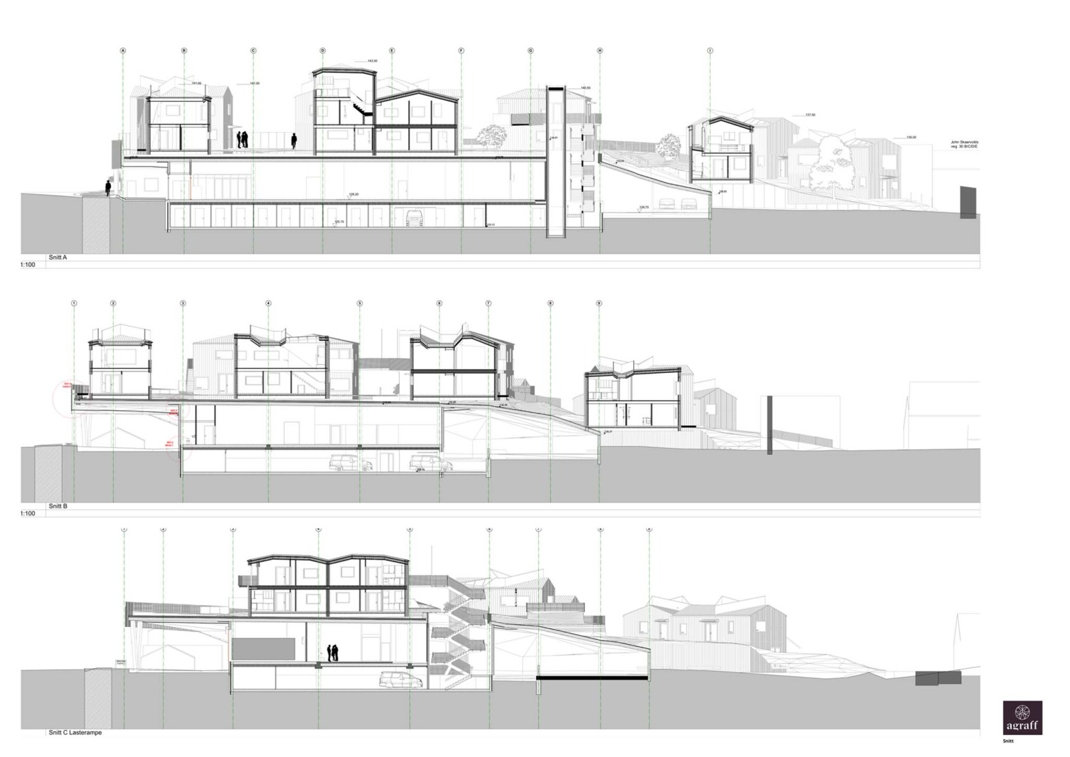 Section. "Josefinesvingen" by Agraff Arkitektur AS.