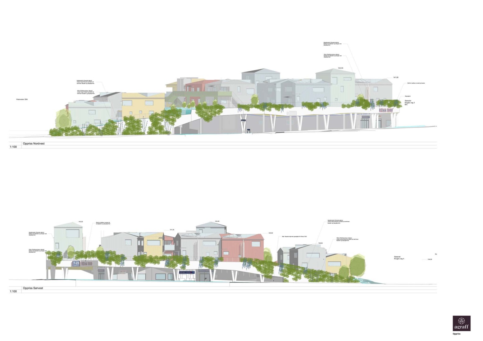 Elevation. "Josefinesvingen" by Agraff Arkitektur AS.
