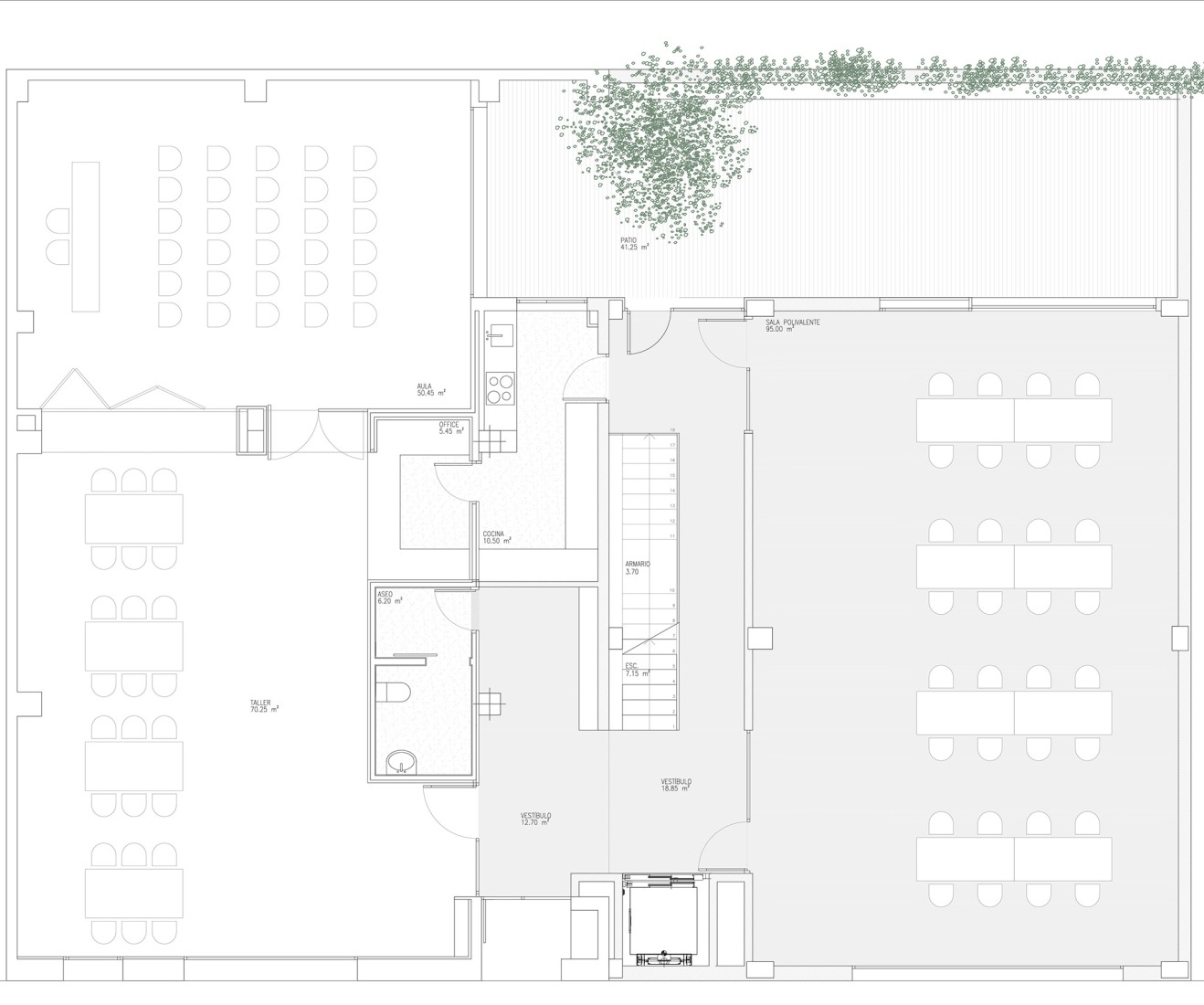 Ground floor plan. Stanbrook Training Centre Expansion by Grávalosdimonte Arquitectos.