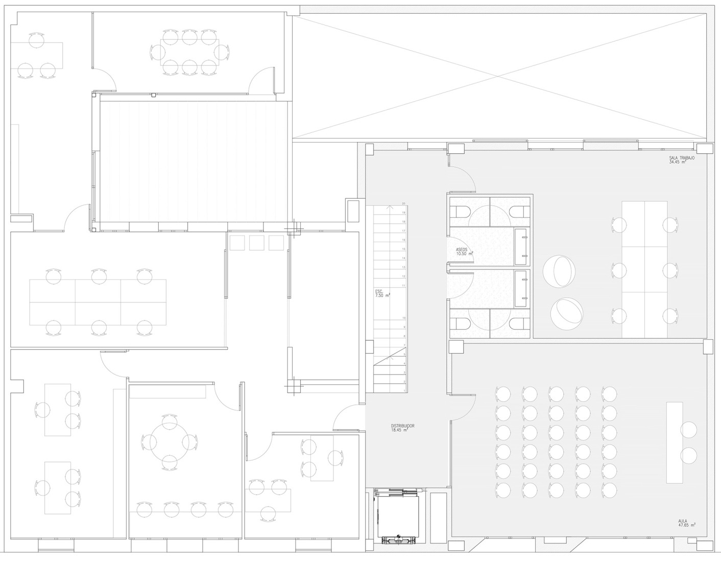 First floor plan. Stanbrook Training Centre Expansion by Grávalosdimonte Arquitectos.