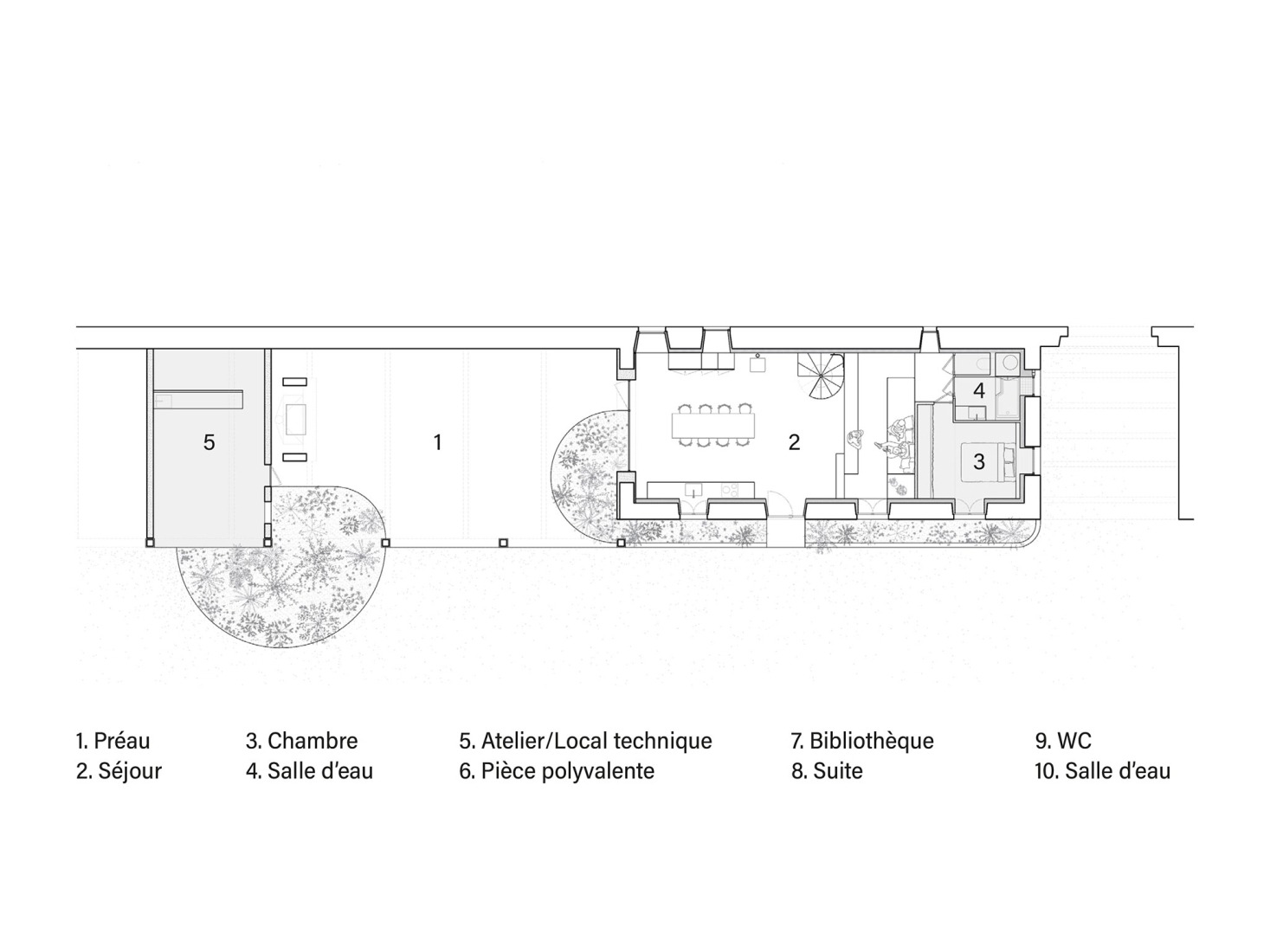 Plano de planta baja. Maison Veillac por Atelier AJO. 