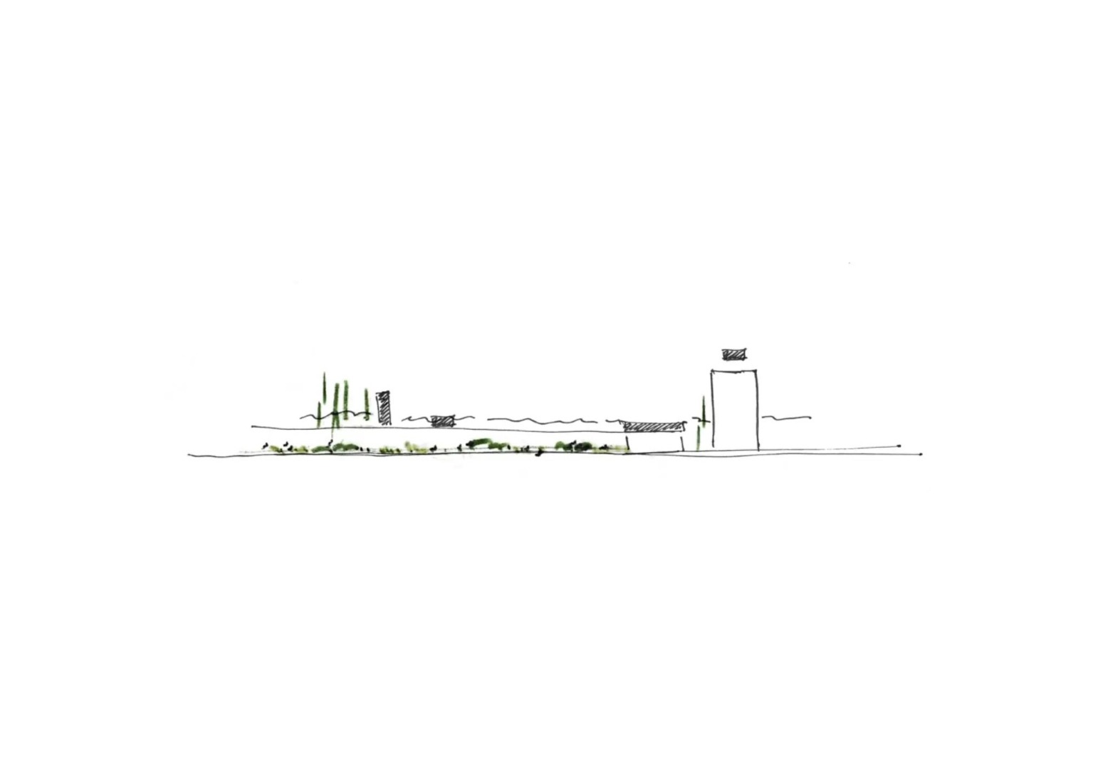 Croquis. Visualización de la propuesta de Cruz y Ortiz para recuperar el litoral de Palma.