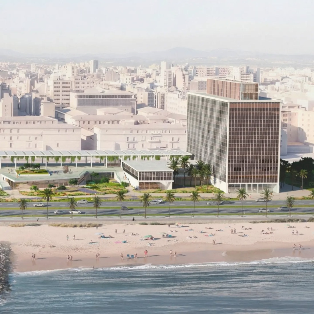 Detalle. Visualización de la propuesta de Cruz y Ortiz para recuperar el litoral de Palma.