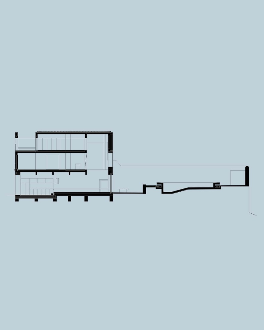 Section. Blue house by extrastudio.