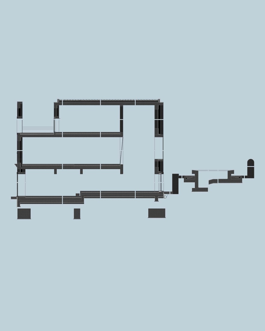 Section. Blue house by extrastudio.