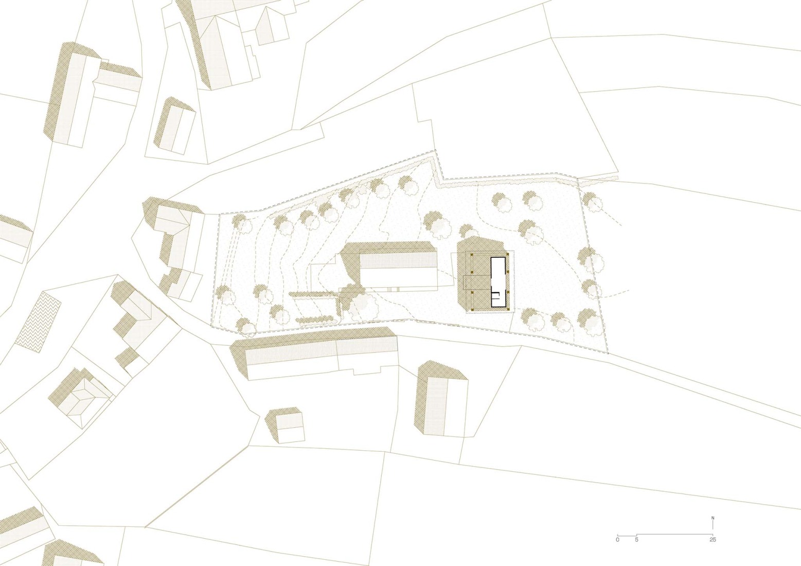Plano de situación. La caja en el granero por Facha architekti. 