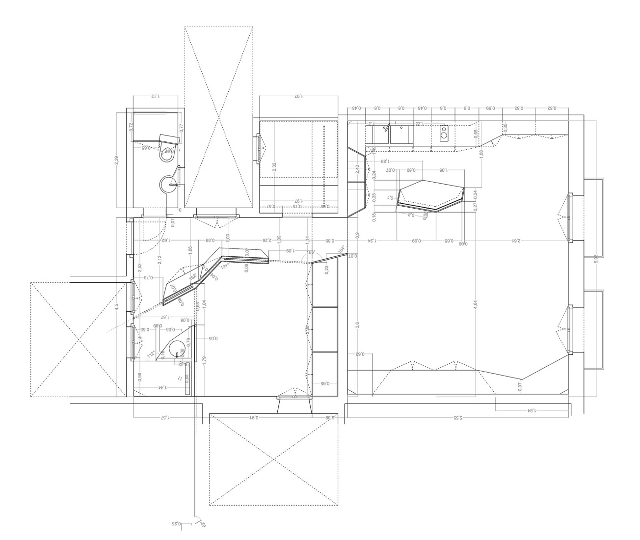 Plano de planta. Reforma de vivienda por h3o architects.