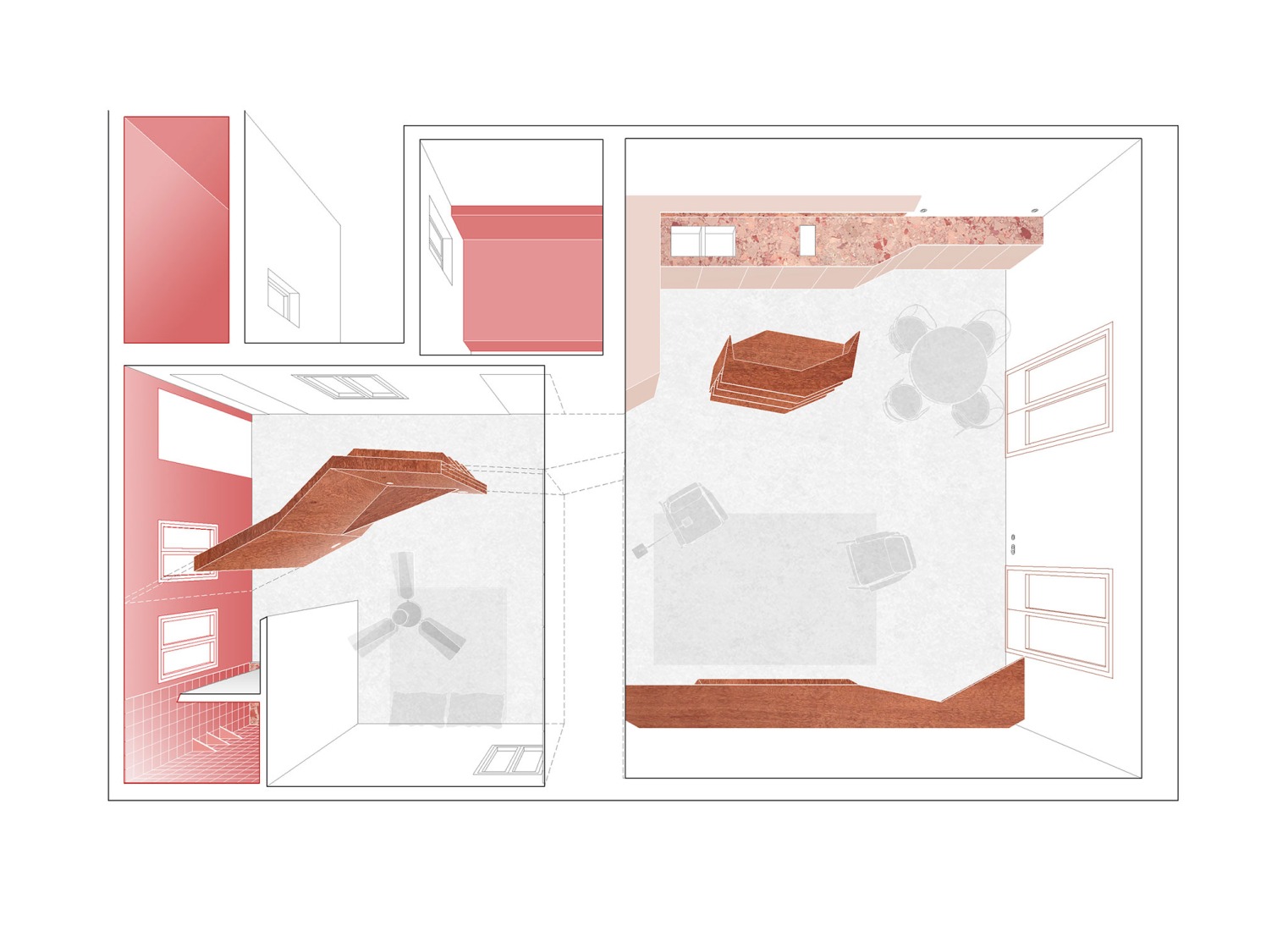 Plano de planta. Reforma de vivienda por h3o architects.