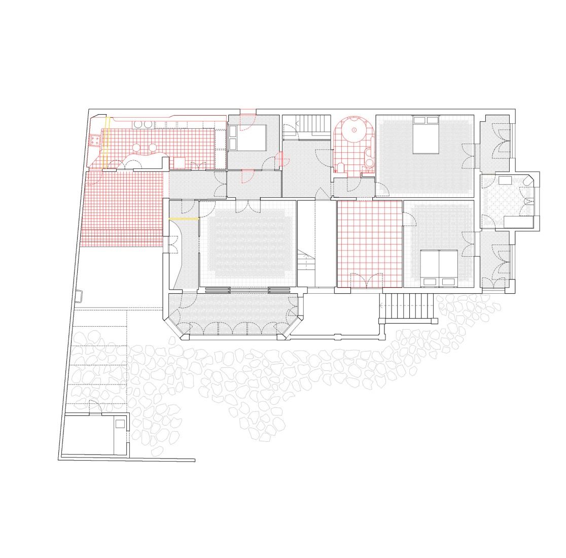 Plano de planta. Casa Plató por h3o architects.