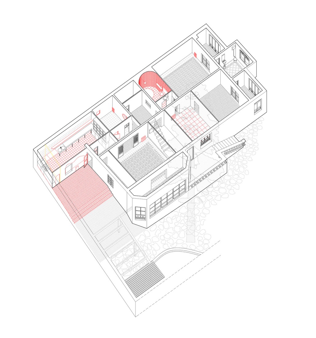 Axonometría. Casa Plató por h3o architects.