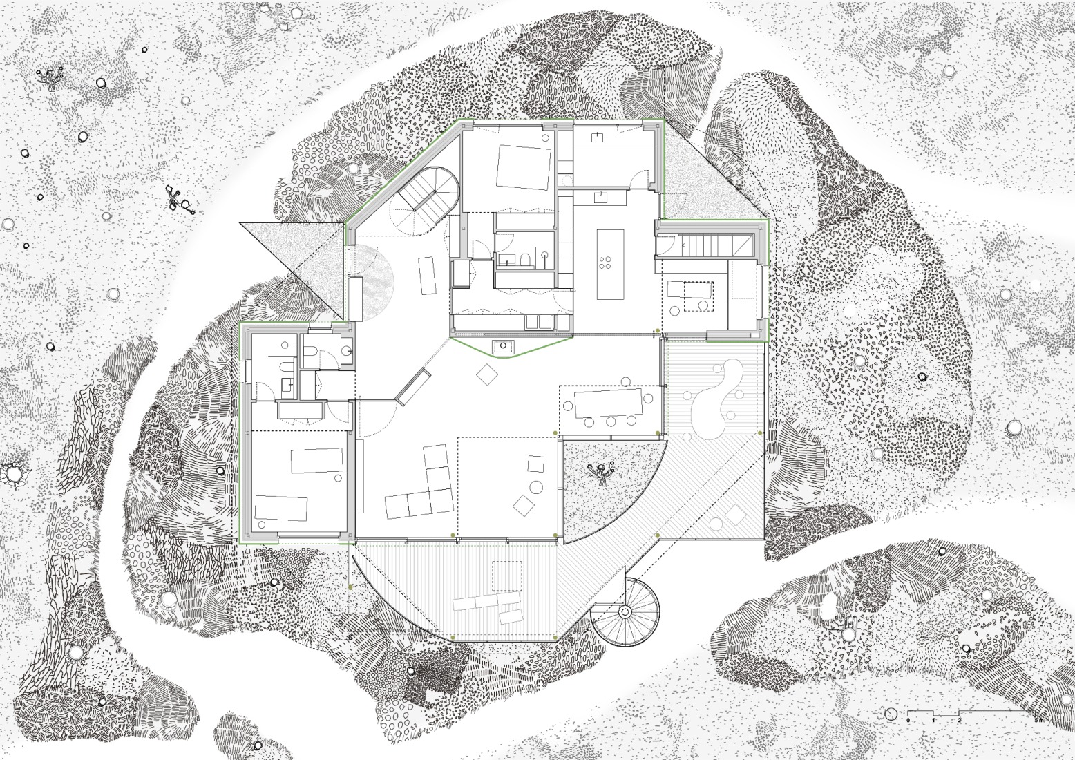 Plano de planta baja. «Camp-Alliances. Untanking Housing» por Ignacio G. Galán, Álvaro M. Fidalgo, Arantza Ozaeta.