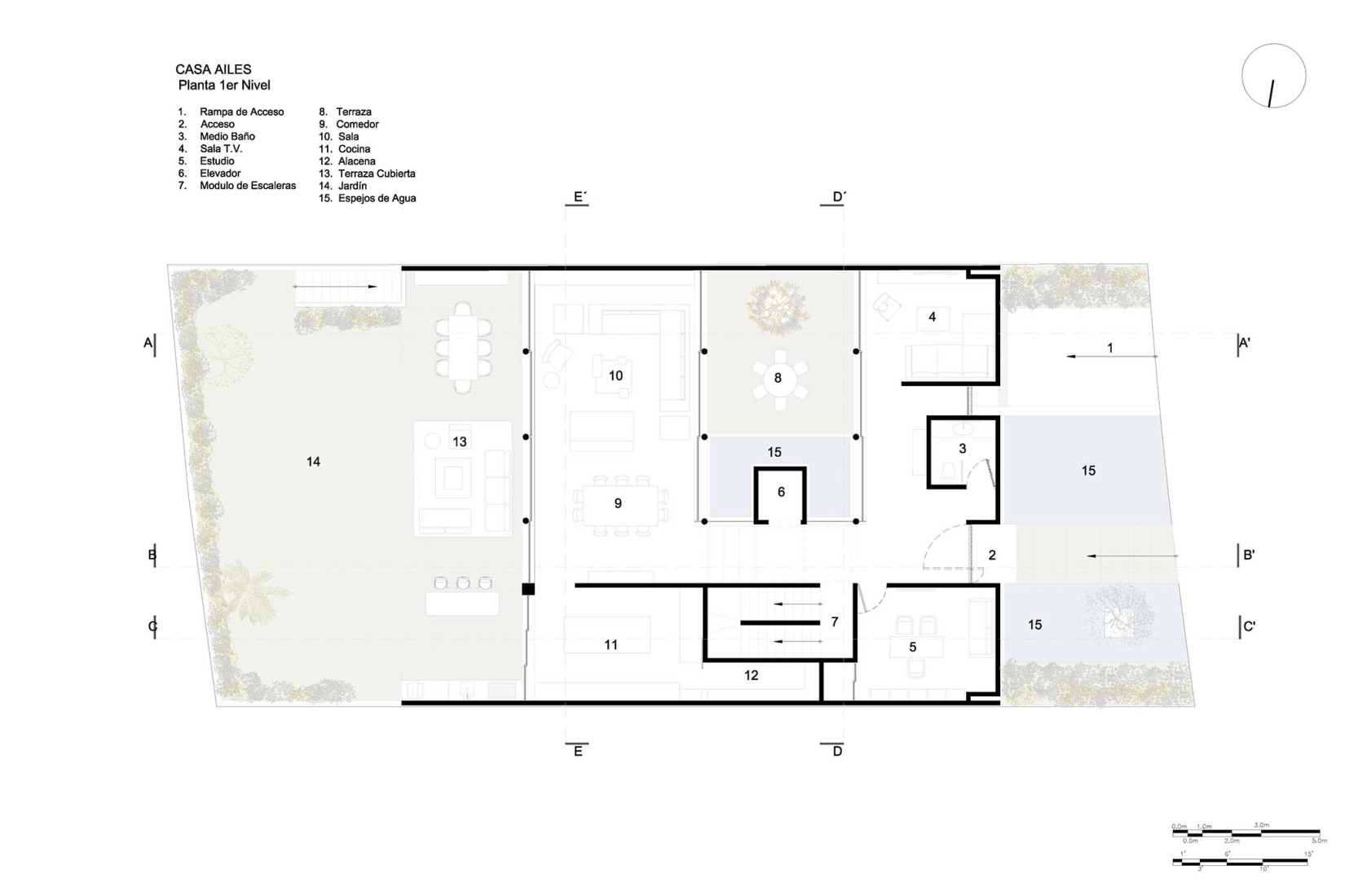 First floor plan. Ailes house by Jaime Guzmán Creative Group.