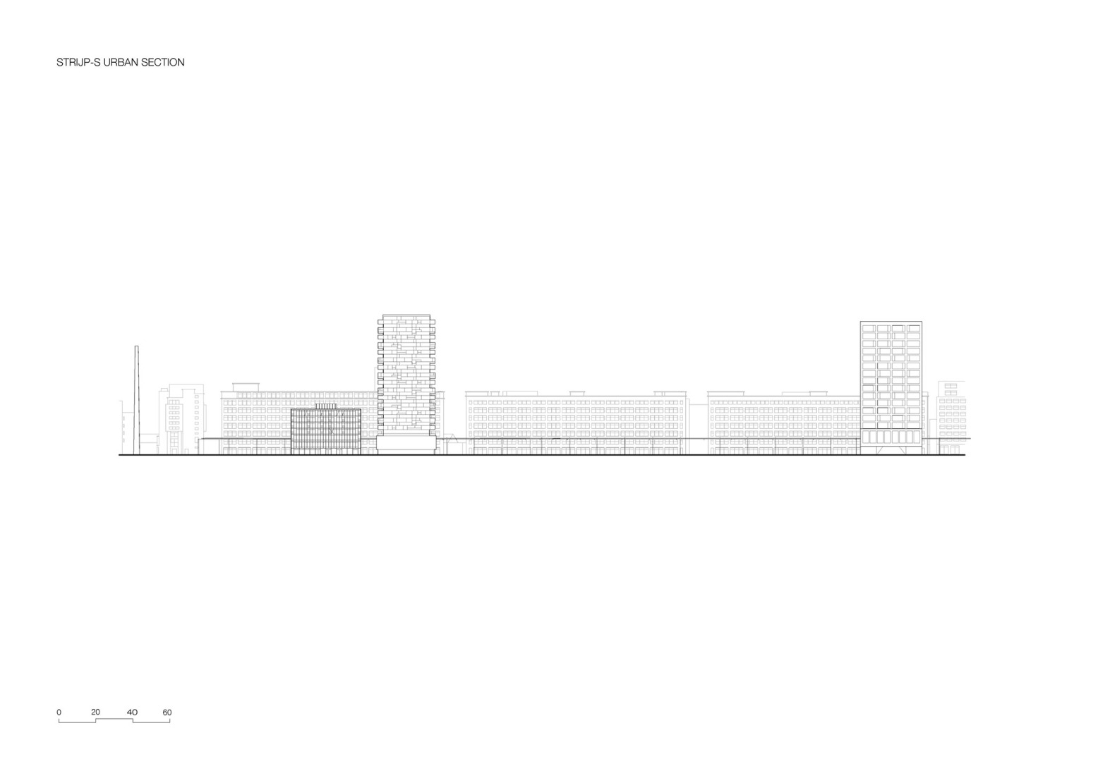 Alzado de integración urbana. Matchbox por KAAN Architecten. 