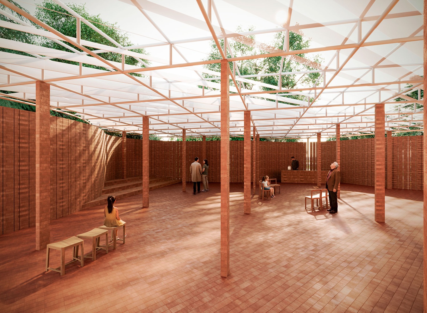 Rendering. Serpentine Pavilion 2026: A serpentine, designed by Isabel Abascal and Alessandro Arienzo, LANZA atelier. Image by LANZA atelier. Courtesy Serpentine.