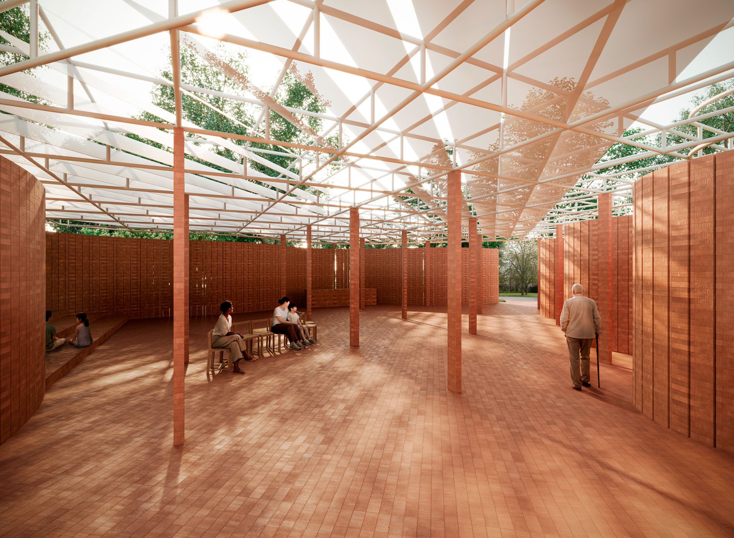 Rendering. Serpentine Pavilion 2026: A serpentine, designed by Isabel Abascal and Alessandro Arienzo, LANZA atelier. Image by LANZA atelier. Courtesy Serpentine.