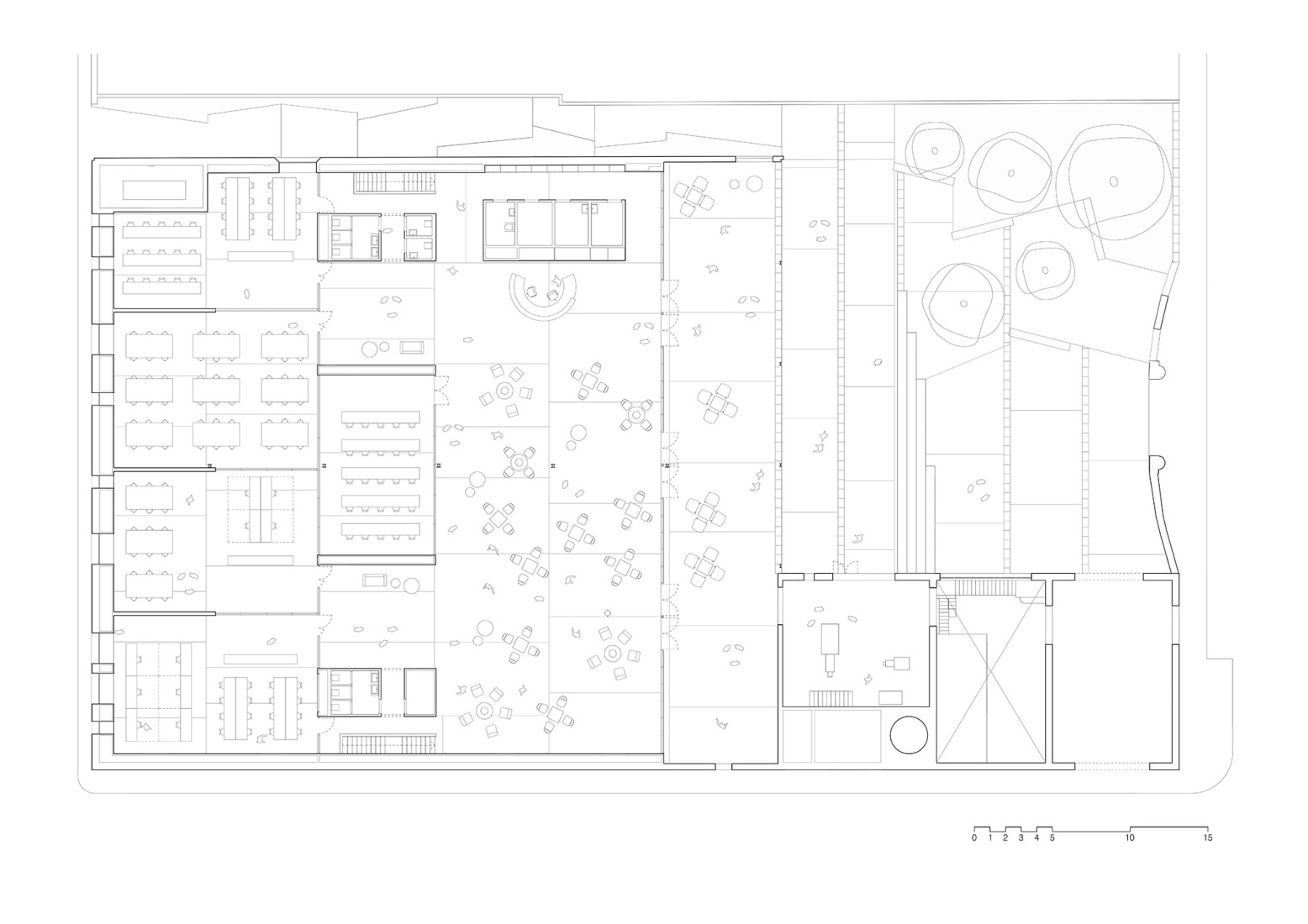 Ground floor plan. Multifunctional equipment for Can Comadran by Mestres Wåge Arquitectes.