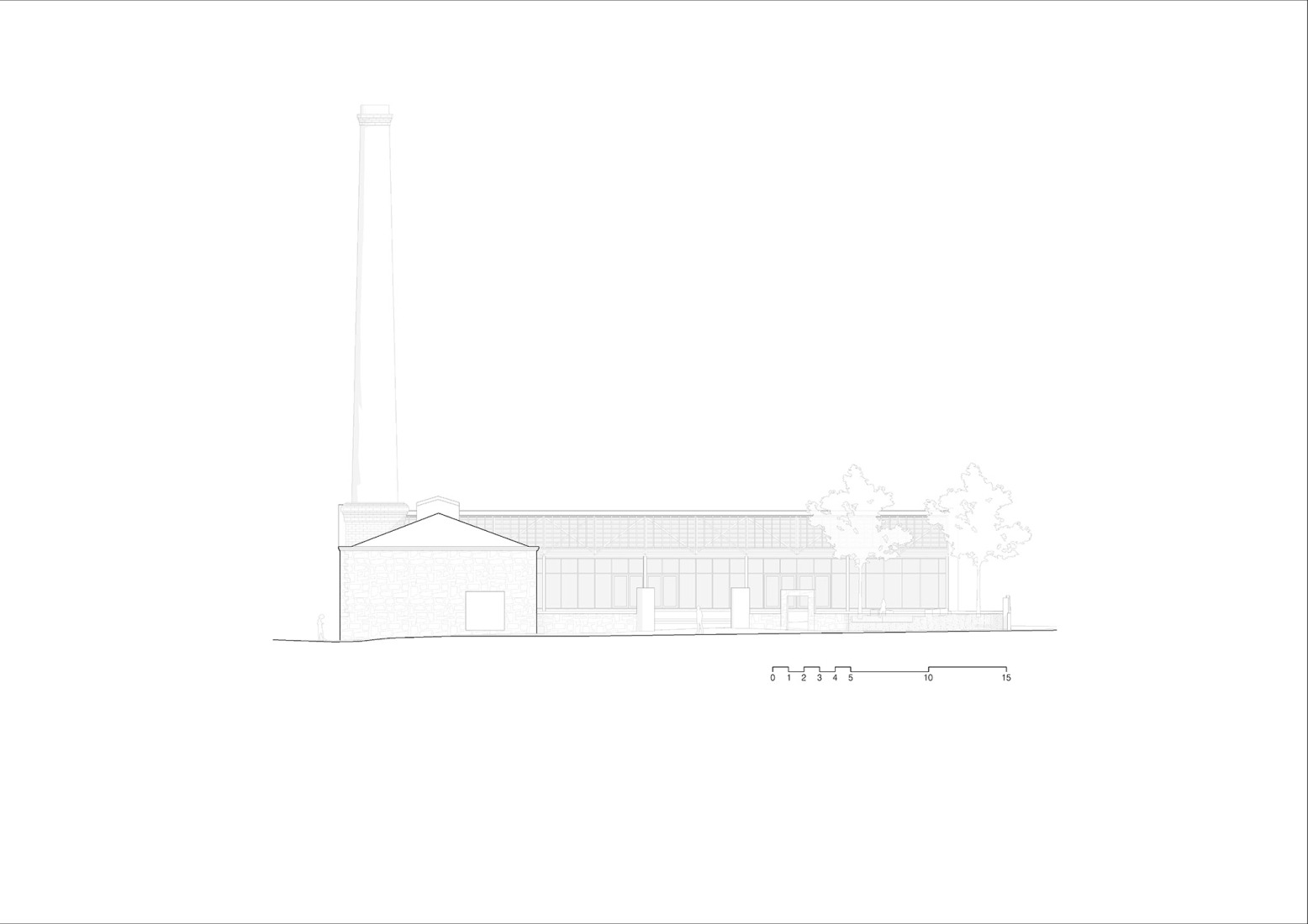 North elevation. Multifunctional equipment for Can Comadran by Mestres Wåge Arquitectes.