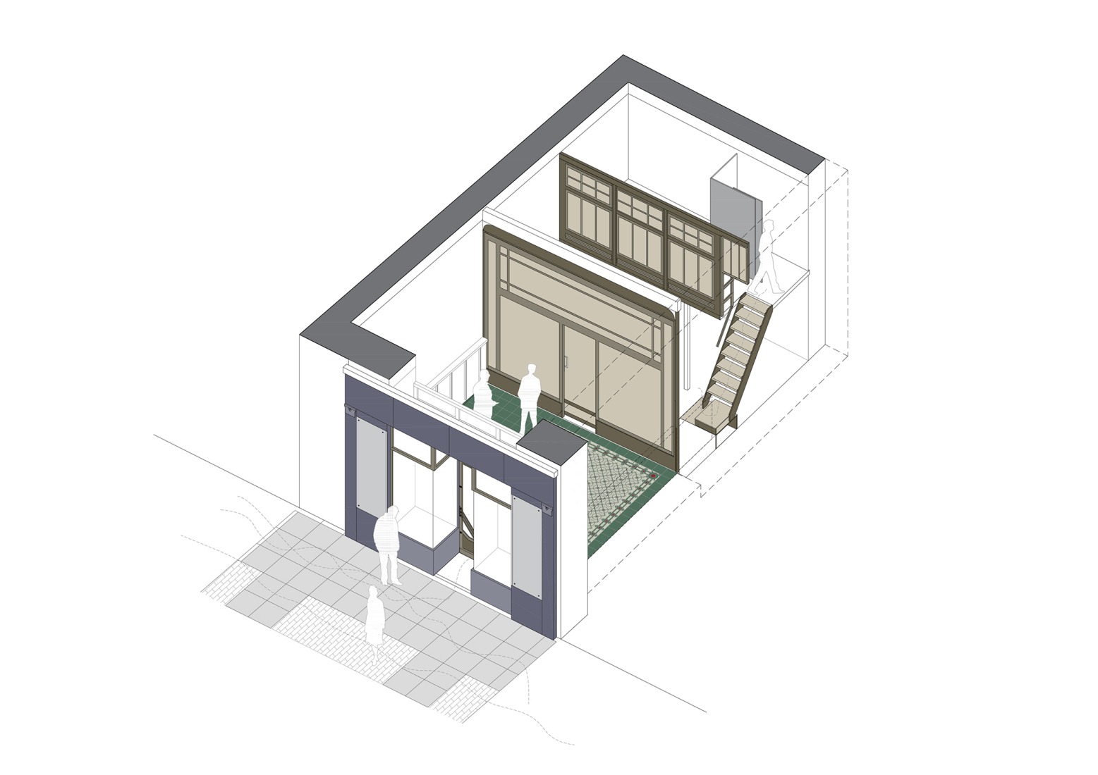Axonometry. Rehabilitation of the former "Cuchillerías Blanco" premises by Óscar Miguel Ares.