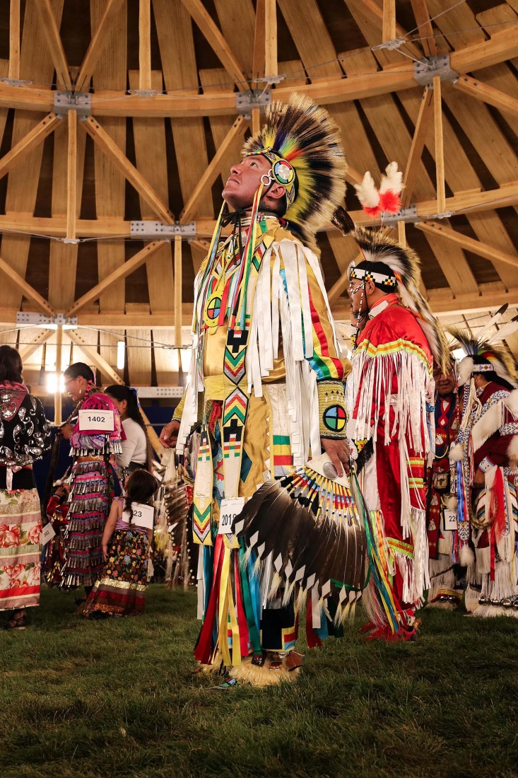 Muscowpetung Powwow Arbour by Oxbow Architecture and Richard Kroeker. Photograph by Lindsay Reid.
