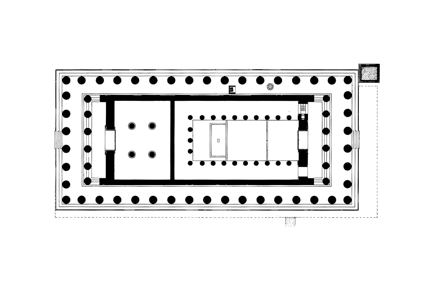 Floor plan of the Parthenon on the Acropolis of Athens.